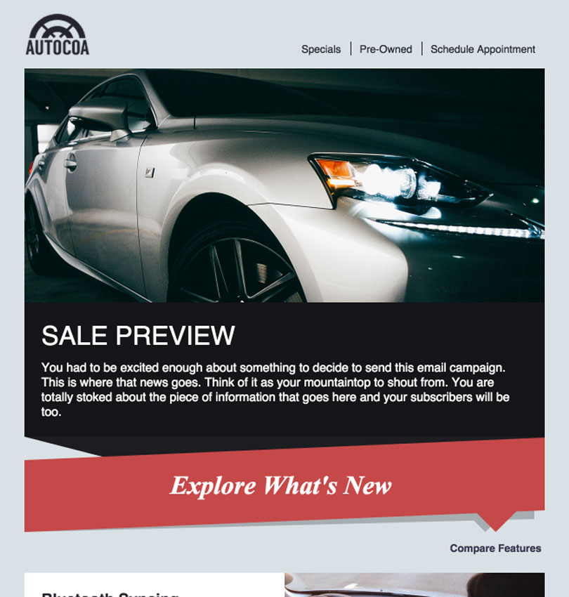 Auto Dealership template - Desktop